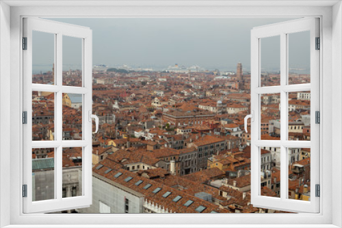 Aerial view of Venice city from the top of the bell towe