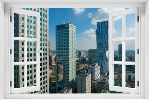 Fototapeta Naklejka Na Ścianę Okno 3D - wieżowce, drapacze chmur, budynki biznesowe w centrum miasta, warszawa