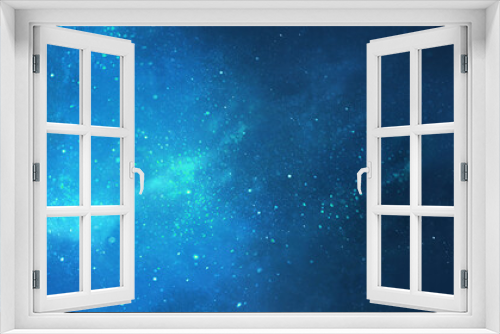 Fototapeta Naklejka Na Ścianę Okno 3D - 青緑色の星空の風景イラスト　宇宙　星雲　背景イラスト