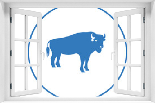 Fototapeta Naklejka Na Ścianę Okno 3D - Bull chase angry buffalo icon | Circle version icon |