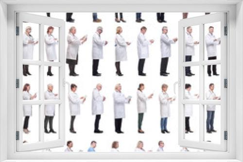 group of doctors with clipboard isolated on white