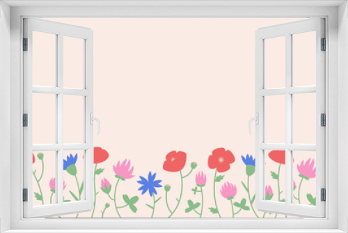 Fototapeta Naklejka Na Ścianę Okno 3D - Banner with wildflowers. Beautiful design template in flat style.