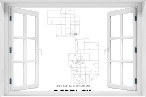 Bartley Nebraska. US street map with black and white lines.