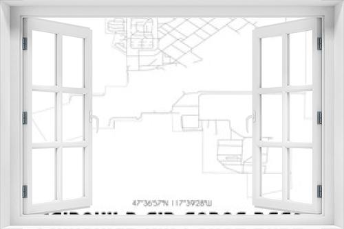 Fairchild Air Force Base Washington. US street map with black and white lines.