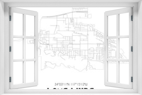 Loma Linda California. US street map with black and white lines.