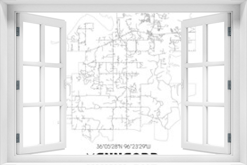 Mannford Oklahoma. US street map with black and white lines.