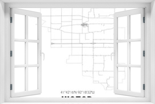 Victor Iowa. US street map with black and white lines.