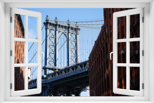 Fototapeta Naklejka Na Ścianę Okno 3D - manhattan bridge photo during the day. Manhattan, New York.