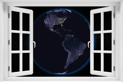 Fototapeta Naklejka Na Ścianę Okno 3D - Earth globe by night focused on Americas