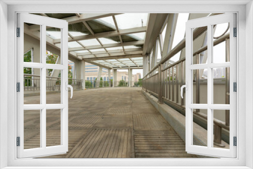Fototapeta Naklejka Na Ścianę Okno 3D - Inside of a modern overhead pedestrian bridge