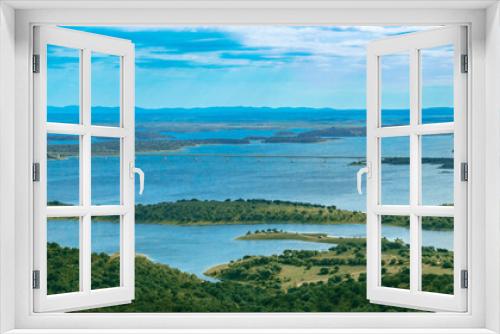 Fototapeta Naklejka Na Ścianę Okno 3D - Panoramic countryside landscape with Alqueva lake in Alentejo,  Portugal