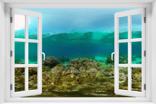 Fototapeta Naklejka Na Ścianę Okno 3D - Scene reef. Marine life sea world. Underwater fish reef marine. Philippines. Virtual Reality 360.