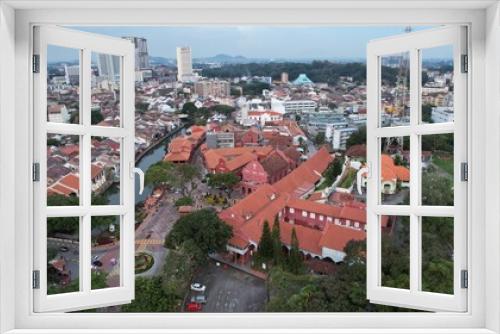 Fototapeta Naklejka Na Ścianę Okno 3D - Malacca, Malaysia - October 16, 2022: Aerial View of the Malacca River Cruise
