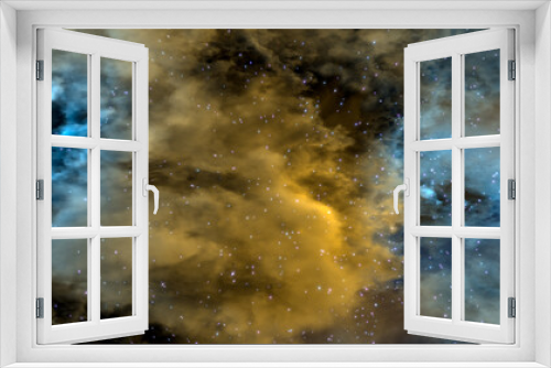 Fototapeta Naklejka Na Ścianę Okno 3D - 3d rendering. Space wallpaper and background. Universe with stars, constellations, galaxies, nebulae and gas and dust clouds