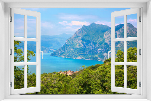 Fototapeta Naklejka Na Ścianę Okno 3D - View to the North from Monte Isola in Lake Iseo, Italy