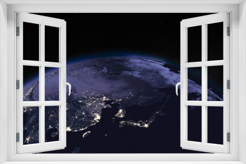 Fototapeta Naklejka Na Ścianę Okno 3D - Earth globe by night focused on East Asia