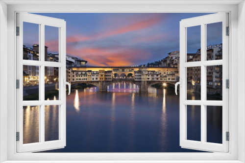 Ponte Vecchio bridge at sunset. Florence, Italy