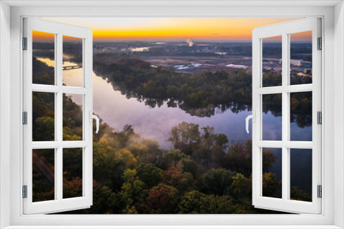 Fototapeta Naklejka Na Ścianę Okno 3D - Drone Autumn Sunrise in Princeton Canal New Jersey