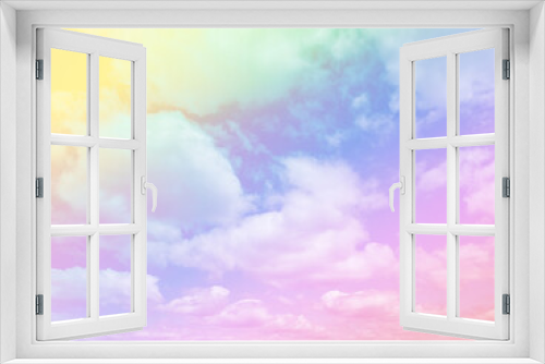 beauty sweet pastel purple orange  colorful with fluffy clouds on sky. multi color rainbow image. abstract fantasy growing light