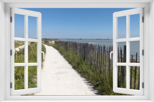Fototapeta Naklejka Na Ścianę Okno 3D - pathway coastal path access of sand beach in La Rochelle ocean atlantic coast in France