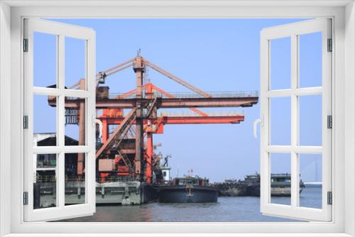 Fototapeta Naklejka Na Ścianę Okno 3D - The Working the port crane