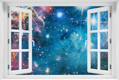 Fototapeta Naklejka Na Ścianę Okno 3D - Nebula night starry sky in rainbow colors. Multicolor outer space. Star field and nebula in deep space many light years far from planet Earth. Elements of this image furnished by NASA.