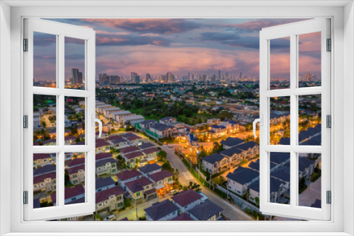 Fototapeta Naklejka Na Ścianę Okno 3D - Bangkok cityscape from top eye view after sunset