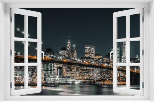 Fototapeta Naklejka Na Ścianę Okno 3D - brooklyn bridge night exposure