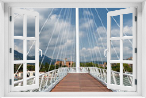 Fototapeta Naklejka Na Ścianę Okno 3D - white futuristic bridge