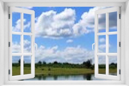 Fototapeta Naklejka Na Ścianę Okno 3D - clouds over lake