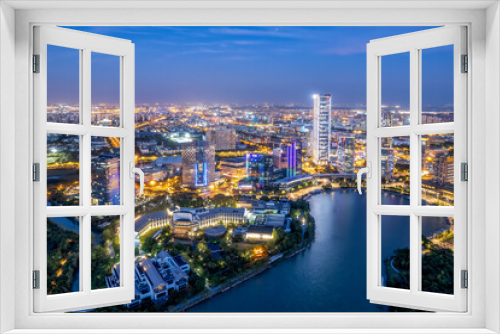 Fototapeta Naklejka Na Ścianę Okno 3D - Aerial photography of Suzhou Moon Bay city night view
