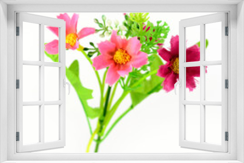 Fototapeta Naklejka Na Ścianę Okno 3D - Colorful Artificial Flower Arrangement on white background