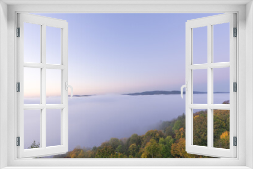 Fototapeta Naklejka Na Ścianę Okno 3D - View over the lake Edersee with inversion weather condition