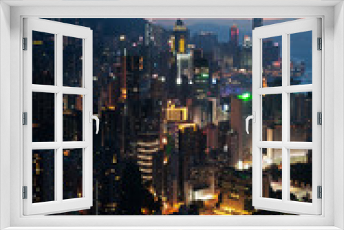 Fototapeta Naklejka Na Ścianę Okno 3D - Hong Kong Island cityscape at dusk