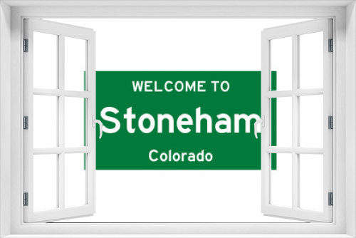 Stoneham, Colorado, USA. City limit sign on transparent background. 