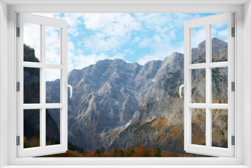 Fototapeta Naklejka Na Ścianę Okno 3D - view of the alpine mountains in the Berchtesgadener Land on a warm autumn day