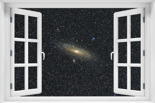 Fototapeta Naklejka Na Ścianę Okno 3D - The Andromeda Galaxy, also known as Messier 31 and the satellite galaxies M32 and M110. Star map of the sky
