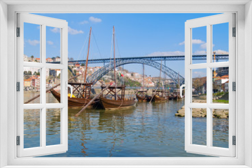 Fototapeta Naklejka Na Ścianę Okno 3D - traditional port wine boats, Porto,  Portugal