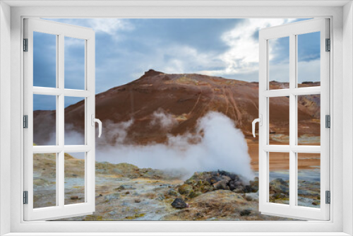 Fototapeta Naklejka Na Ścianę Okno 3D - Landscape of the Hverir geothermal zone (Iceland)