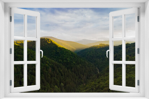 Fototapeta Naklejka Na Ścianę Okno 3D - mountains and forests photographed from a drone Transylvania, Romania