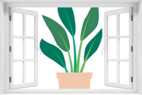 Fototapeta Naklejka Na Ścianę Okno 3D - Illustration of houseplant in a pot