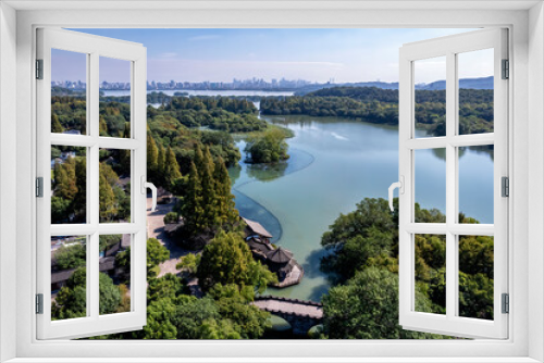 Fototapeta Naklejka Na Ścianę Okno 3D - Aerial photography of Chinese garden landscape of West Lake in Hangzhou, China