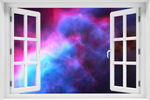Fototapeta Naklejka Na Ścianę Okno 3D - Space background with nebula and stars, nebula in deep space, abstract colorful background 3d render
