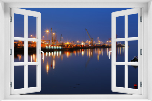 Fototapeta Naklejka Na Ścianę Okno 3D - Dublin Port at night as seen from the East-Link Toll Bridge