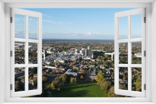 Fototapeta Naklejka Na Ścianę Okno 3D - Basingstoke town centre UK high point of view drone aerial view