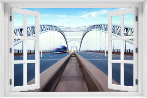 Fototapeta Naklejka Na Ścianę Okno 3D - the night of modern bridge,