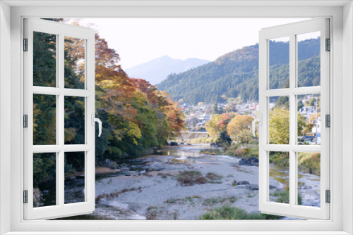 Fototapeta Naklejka Na Ścianę Okno 3D - あきる野市、小和田橋から見た上流の風景
