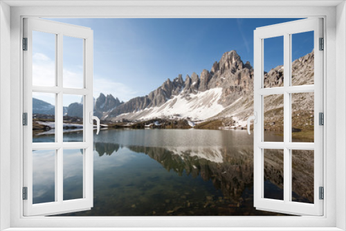 Fototapeta Naklejka Na Ścianę Okno 3D - laghi dei piani e Monte Paterno (Dolomiti)