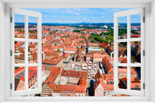 Fototapeta Naklejka Na Ścianę Okno 3D - Nuremberg old town aerial panoramic view