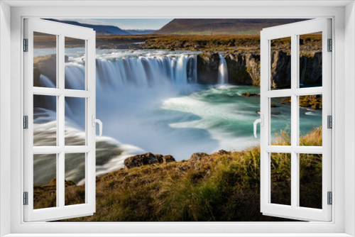 Fototapeta Naklejka Na Ścianę Okno 3D - The famous and beautiful Godafoss, powerful waterfall in Iceland.